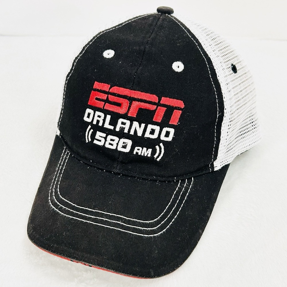 ESPN Orlando 580 AM Trucker Hat Cap Adjustable Snapback Black Sports Outdoors